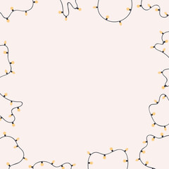 Background with space for text. Festive garlands with light bulbs. Vector.