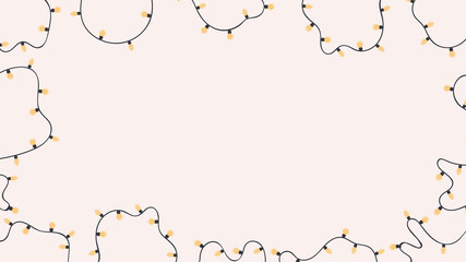 Festive garlands with light bulbs. Background with space for text. Vector.