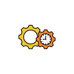 gears, clock, time icon. Signs and symbols can be used for web, logo, mobile app, UI, UX