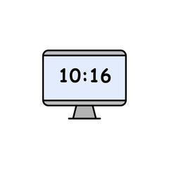 pc, monitor, clock, time icon. Signs and symbols can be used for web, logo, mobile app, UI, UX