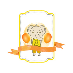 Baby animal elephant badge design template isolated on white background