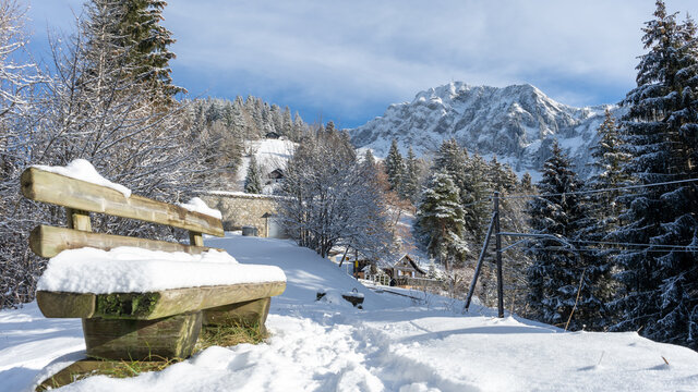 Snow-capped pictures of Caux, Switzerland. 