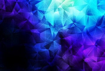 Dark BLUE vector template with crystals, triangles.