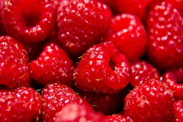 fresh red raspberry background, juicy berries