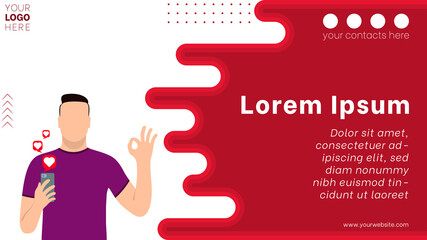 Man with smartphone banner template