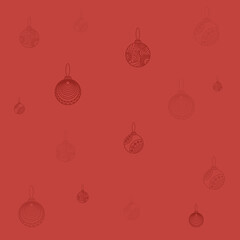 Vector flat pattern with New Year toys on a red background