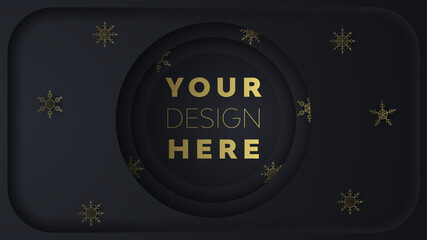 Christmas dark background with gold snowflakes
