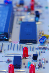 Computer Chip resistors and diodes on circuit board