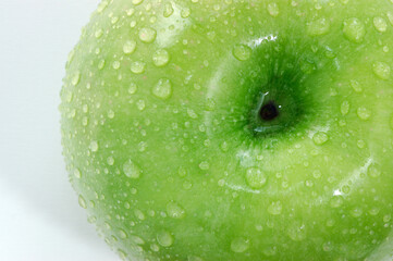 Granny Smith green apple on white background
