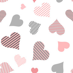 Hearts. Seamless pattern, fabric design, wrapping paper, wallpaper, background. Festive background. Doodle, vector.