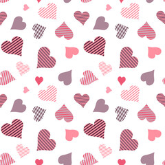 Hearts. Seamless pattern, fabric design, wrapping paper, wallpaper, background. Festive background. Doodle, vector.