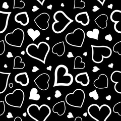 Fototapeta premium Hearts. Seamless pattern, fabric design, wrapping paper, wallpaper, background. Festive background. Doodle, vector.