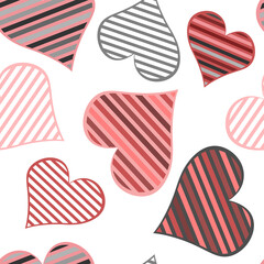 Hearts. Seamless pattern, fabric design, wrapping paper, wallpaper, background. Festive background. Doodle, vector.