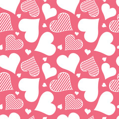 Hearts. Seamless pattern, fabric design, wrapping paper, wallpaper, background. Festive background. Doodle, vector.