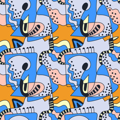 Seamless backdrop with unusual hand drawn colorful pattern