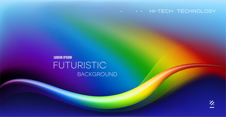 Neon glowing wavy lines. Liquid light abstract shapes. Festive background for parties, invitations, technology, futuristic, energetic.