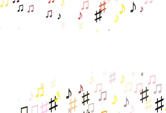 Light Pink, Yellow vector texture with musical notes.