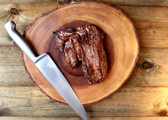 T Bone or Porterhouse. Special cut of the ox. Traditional BBQ