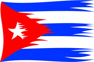 Obraz na płótnie Canvas Vector illustration of the damaged Cuban flag
