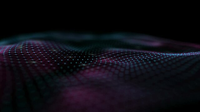 Digital wave of particles. Global communication network concept. Abstract technology background. Seamless loop 4k.