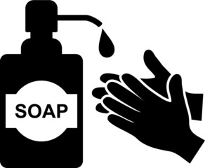 Vector illustration of the washing hands with liquid soap