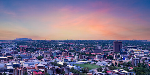 Fototapeta na wymiar Panoramic view of bloemfontein city during twilight sky in Free State South Africa