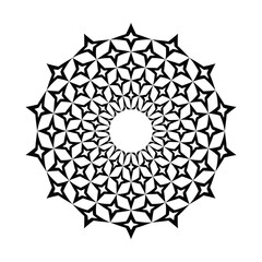 Abstract decorative geometric circle design element.