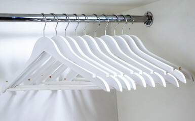 Clothes hangers inside the closet