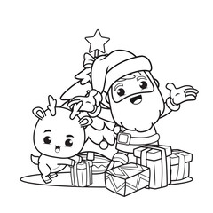 coloring book christmas day with santa claus and cute deer(2)