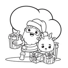 coloring book christmas day with santa claus and cute deer(3)