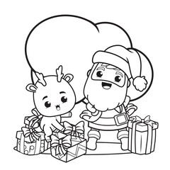 coloring book christmas day with santa claus and cute deer(8)