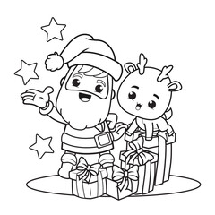 coloring book christmas day with santa claus and cute deer(9)