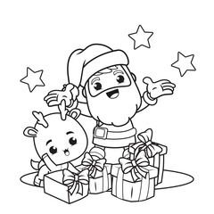 coloring book christmas day with santa claus and cute deer(10)