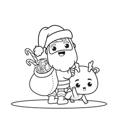 coloring book christmas day with santa claus and cute deer(23)