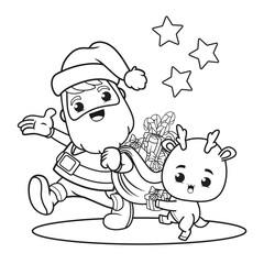 coloring book christmas day with santa claus and cute deer(24)
