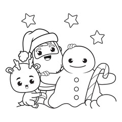 coloring book christmas day with santa claus and cute deer(29)