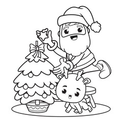 coloring book christmas day with santa claus and cute deer(30)