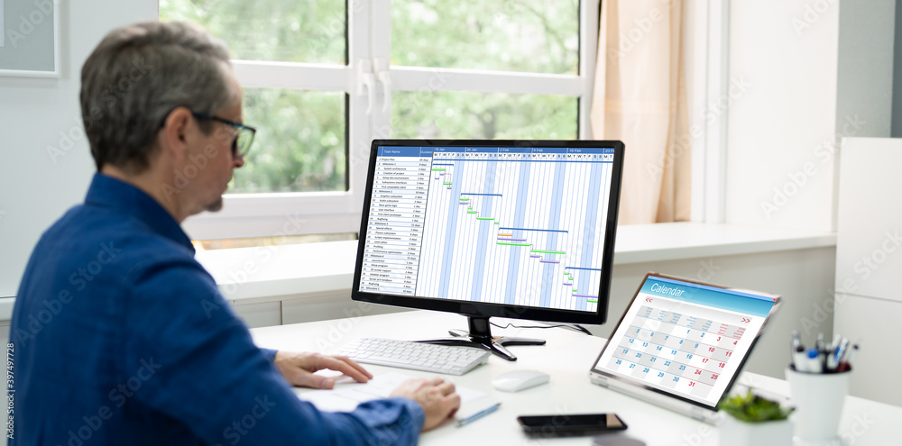 Poster Computer Screen Gantt List Schedule