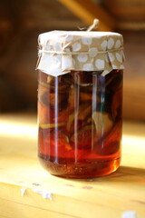 Jam in a glass jar