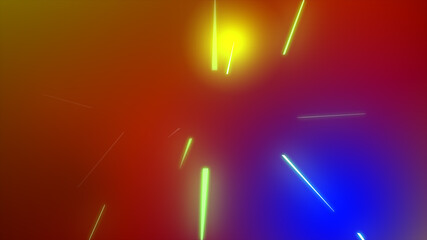 Glowing Multi color neon laser lines Shining particles string flow, colored Backdrop illustration...