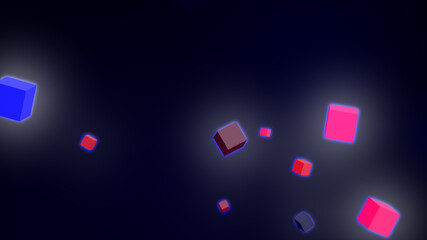Glowing Multi color Cubes, colored Backdrop illustration background for your web design, banners, titles and texts.
