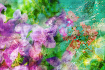 Floral grunge abstract collage Digital