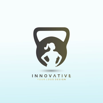 Fitness dumbbell icon, ladies physical fitness logo design, Fitness Logo Images, Stock Photos & Vectors