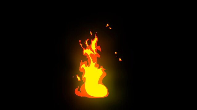 4k flash fx fire elemets set. Hand drawn cartoon flame pack. with alpha channel.