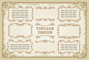 ビンテージ、アンティークな装飾フレームのベクターセット