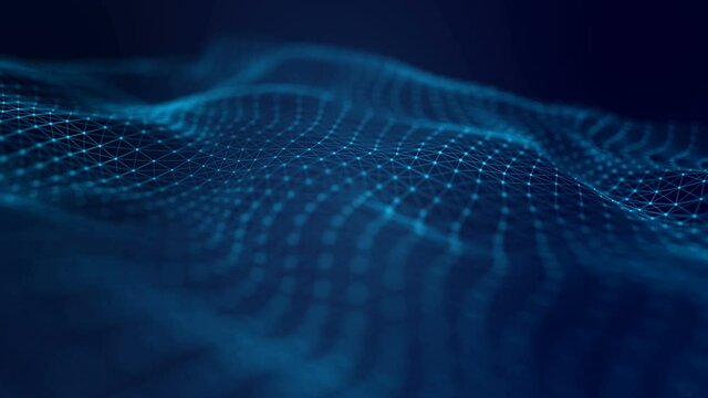 Digital wave of particles. Global communication network concept. Abstract technology background. Seamless loop 4k.