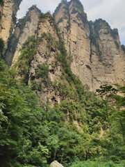The sandstone pillars. Mountains in the national park Wulingyuan. Zhangjiajie. UNESCO World Heritage Site. China. Asia