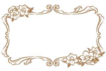 ユーチャリスの花を使ったアンティークな装飾フレーム。ベクター素材