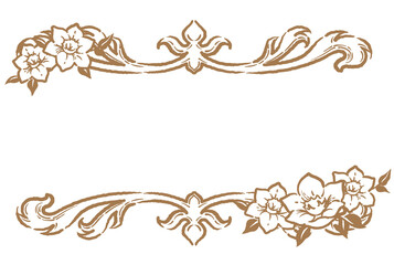ユーチャリスの花を使ったアンティークな装飾フレーム。ベクター素材