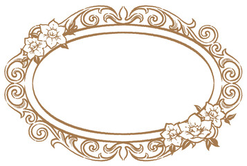 ユーチャリスの花を使ったアンティークな装飾フレーム。ベクター素材